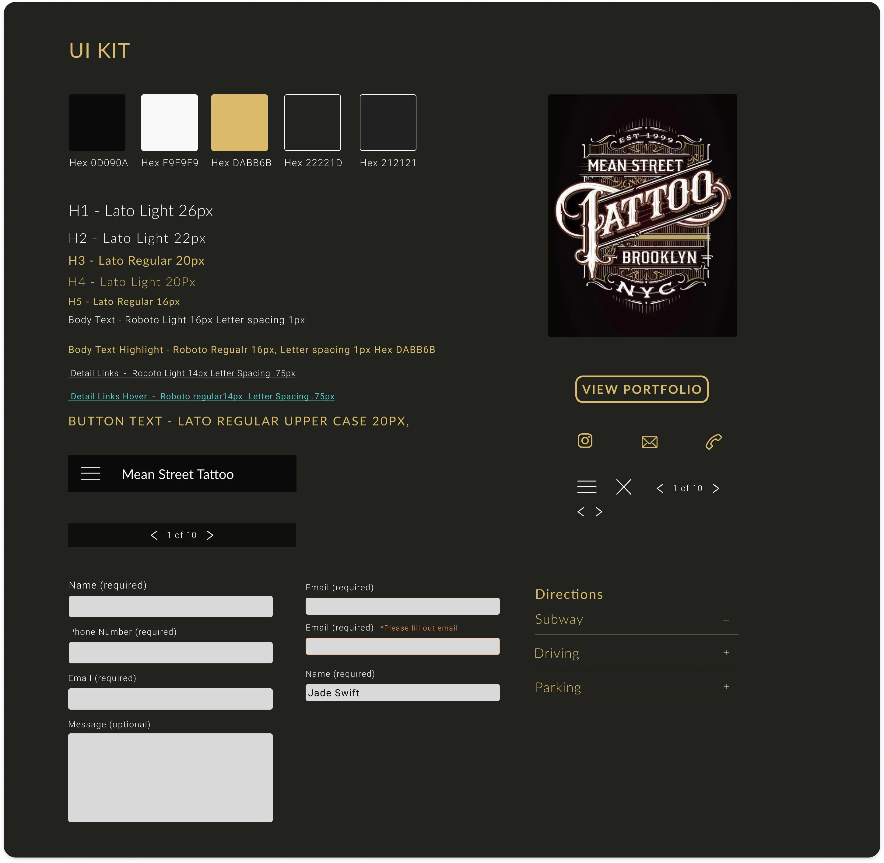 Mean Street Tattoo Case Study UI Kit